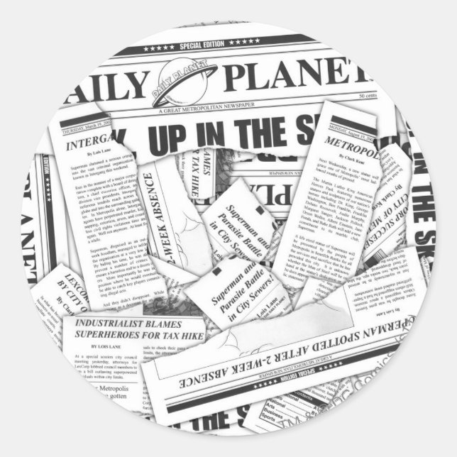 Pegatina Redonda Patrón de planeta diario - Blanco (Anverso)