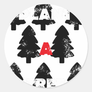 Pegatina Redonda Patrón de plantar un árbol