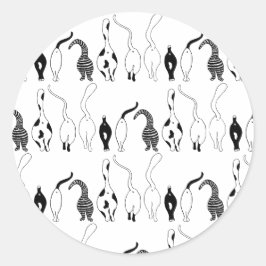 Pegatina Redonda Patrón de puntas de gato