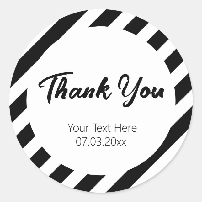 Pegatina Redonda patrón de rayas diagonales en blanco y negro (Anverso)
