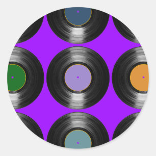 Pegatina Redonda patrón de registros de vinilo de color