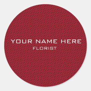 Pegatina Redonda patrón de rosas rojas