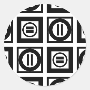 Pegatina Redonda Patrón de Rótulo geométrico negro y blanco