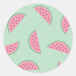 Pegatina Redonda Patrón de salpicadura de pintura de fruta tropical