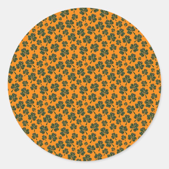 Pegatina Redonda Patrón de Shamrock (Anverso)