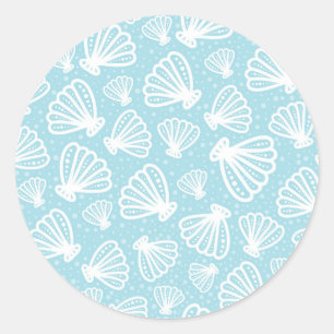 Pegatina Redonda Patrón de shell de verano