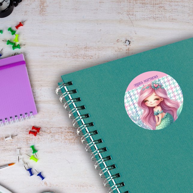 Pegatina Redonda Patrón de sirena de chicas (Subido por el creador)