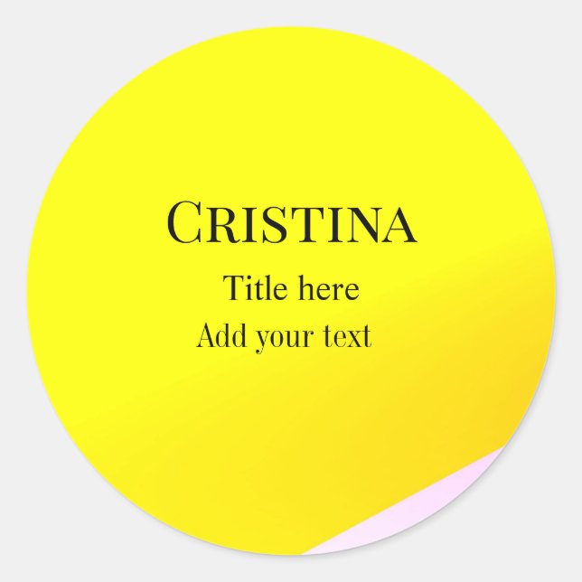 Pegatina Redonda Patrón de texto del título del nombre del añadido  (Anverso)