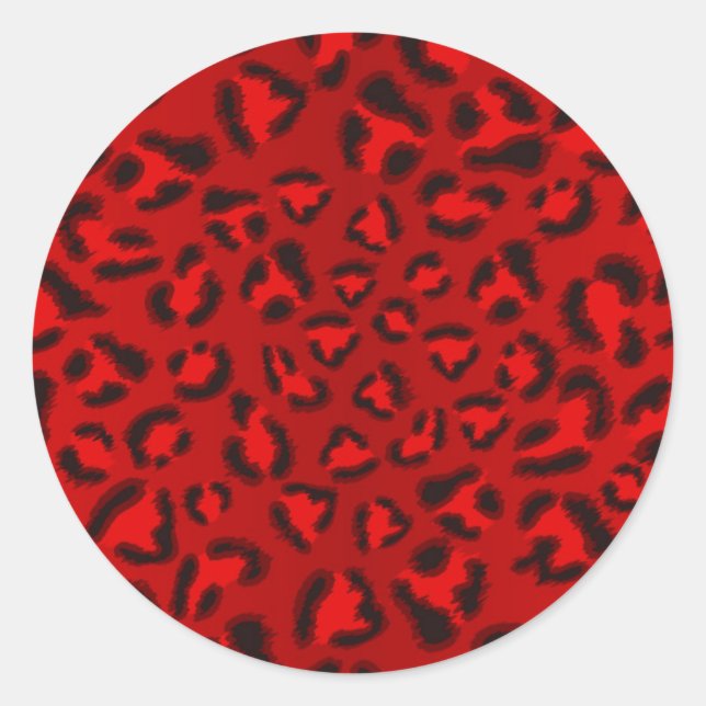 Pegatina Redonda Patrón de textura de leopardo rosa. (Anverso)