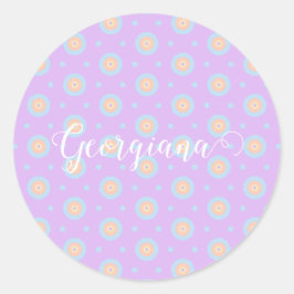 Pegatina Redonda Patrón de topos de arcoiris de tipo Cul Pastel de 