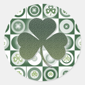 Pegatina Redonda Patrón de trébol de champú irlandés