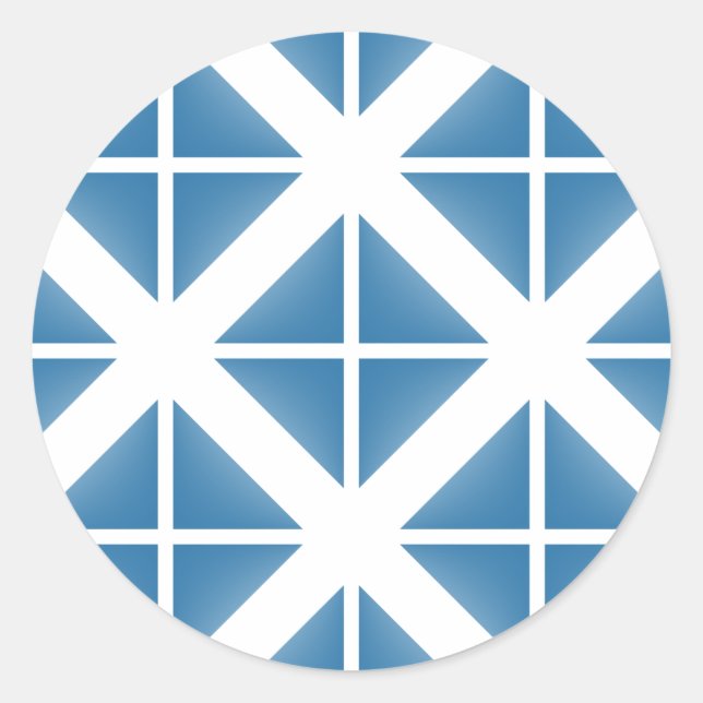 Pegatina Redonda Patrón de triángulo de moda azul (Anverso)