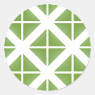 Pegatina Redonda Patrón de triángulo de moda verde