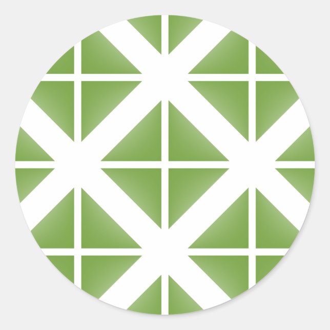 Pegatina Redonda Patrón de triángulo de moda verde (Anverso)
