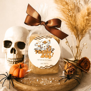 Pegatina Redonda Patrón de Vaquero Halloween revisado gracias a Boo