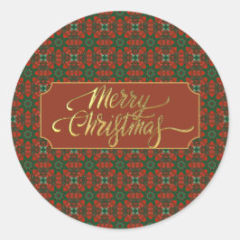 Pegatina Redonda Patrón de Vintage Gold de lujo