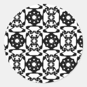 Pegatina Redonda Patrón decorativo en blanco y negro