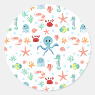 Pegatina Redonda Patrón del mundo marino