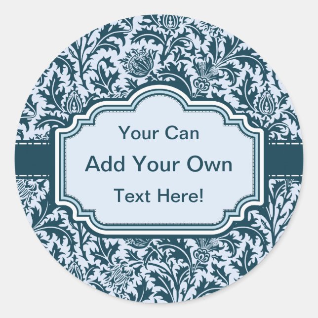 Pegatina Redonda Patrón elegante de cardo floral William Morris (Anverso)