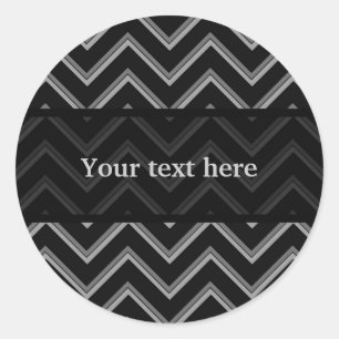 Pegatina Redonda Patrón elegante de chevron negro y gris