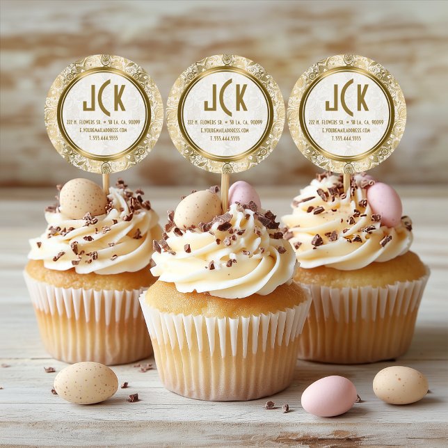 Pegatina Redonda Patrón elegante de damasquinados de encaje floral  (Subido por el creador)