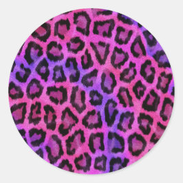 Pegatina Redonda Patrón elegante de leopardo de moda