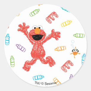 Pegatina Redonda Patrón Elmo Crayon