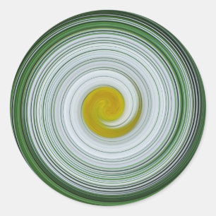 Pegatina Redonda Patrón espiral blanco, amarillo y verde