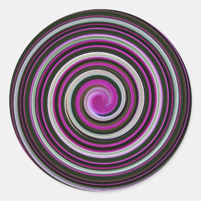 Pegatina Redonda Patrón espiral morado (Anverso)
