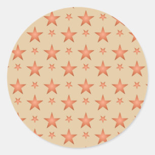 Pegatina Redonda Patrón estelar en el naranja de terracota gradient