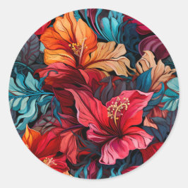 Pegatina Redonda Patrón floral #10