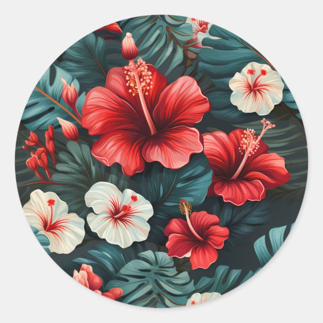 Pegatina Redonda Patrón floral #12 (Anverso)