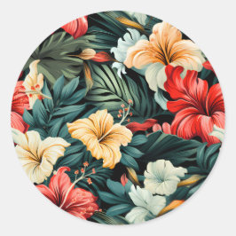 Pegatina Redonda Patrón floral #19