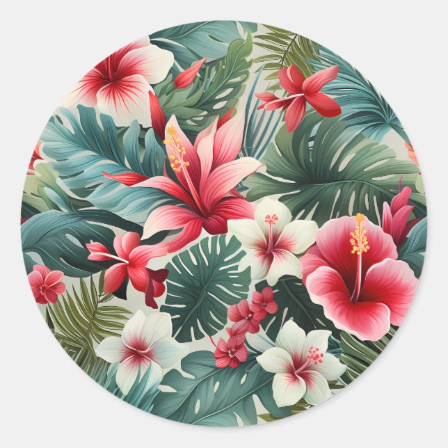 Pegatina Redonda Patrón floral #22 (Anverso)