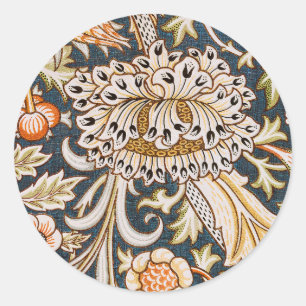 Pegatina Redonda Patrón floral azul vintage Trent de William Morris