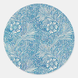 Pegatina Redonda Patrón floral azul William Morris