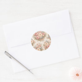 Pegatina Redonda Patrón floral de rosa vintage | Pastel elegante