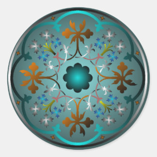 Pegatina Redonda Patrón floral medieval