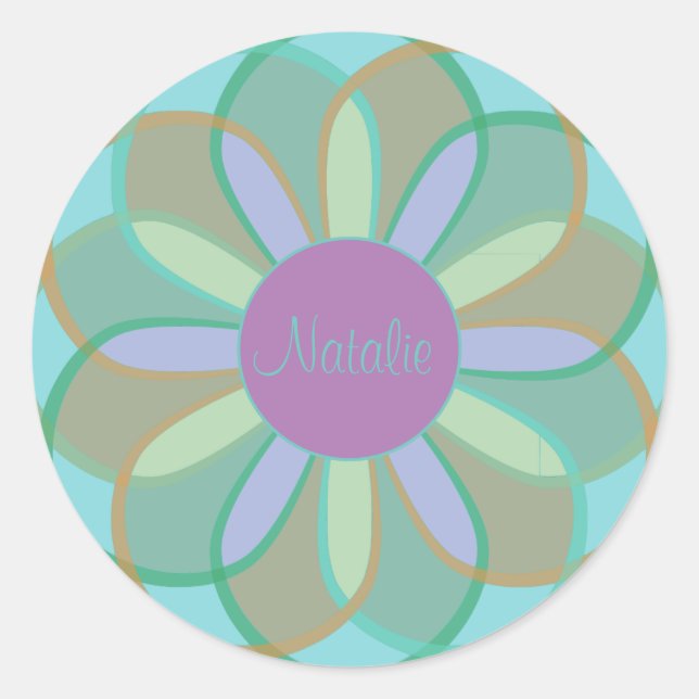 Pegatina Redonda Patrón floral monograma (Anverso)