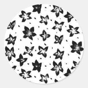 Pegatina Redonda Patrón floral reconstruido - Gótico acromático