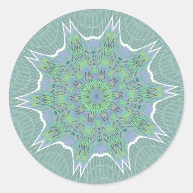 Pegatina Redonda Patrón floral verde de Guay (Anverso)