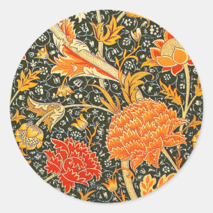 Pegatina Redonda Patrón floral vintage de William Morris Cray