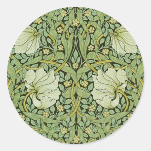 Pegatina Redonda Patrón floral vintage de William Morris Pimpernel