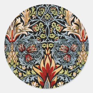 Pegatina Redonda Patrón floral William Morris Snakeshead
