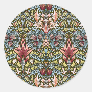 Pegatina Redonda Patrón floral William Morris Snakeshead