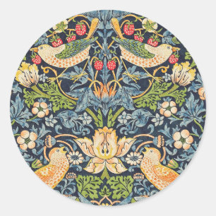Pegatina Redonda Patrón floral William Morris Strawberry Thief