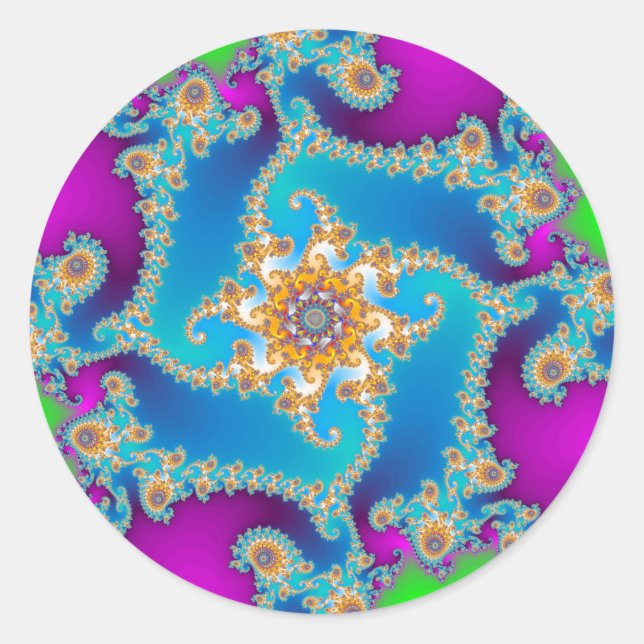 Pegatina Redonda Patrón fractal complejo: (Anverso)