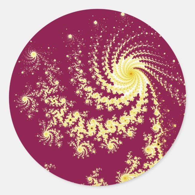 Pegatina Redonda Patrón fractal de Mandelbrot de Swirling rojo (Anverso)