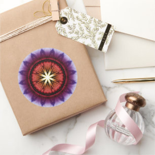 Pegatina Redonda Patrón fractal simbólico místico