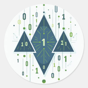 Pegatina Redonda Patrón geométrico de código binario para programad